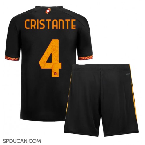 Dječji Nogometni Dres AS Roma Bryan Cristante #4 Rezervni 2023-24 Kratak Rukav (+ Kratke hlače)